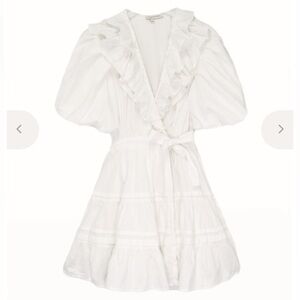 Elegant White Ruffle Wrap Dress